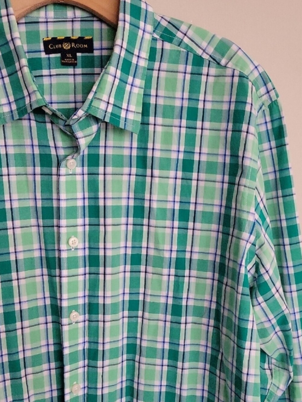 Club Room Green Plaid Button Down Shirt Size XL
